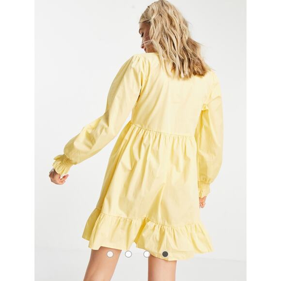 ASOS Light Yellow Ruffle Mini Dress - Picture 2 of 8